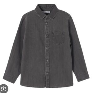 Mayoral soft grey denim, long sleeve shirt, boys, size 7.